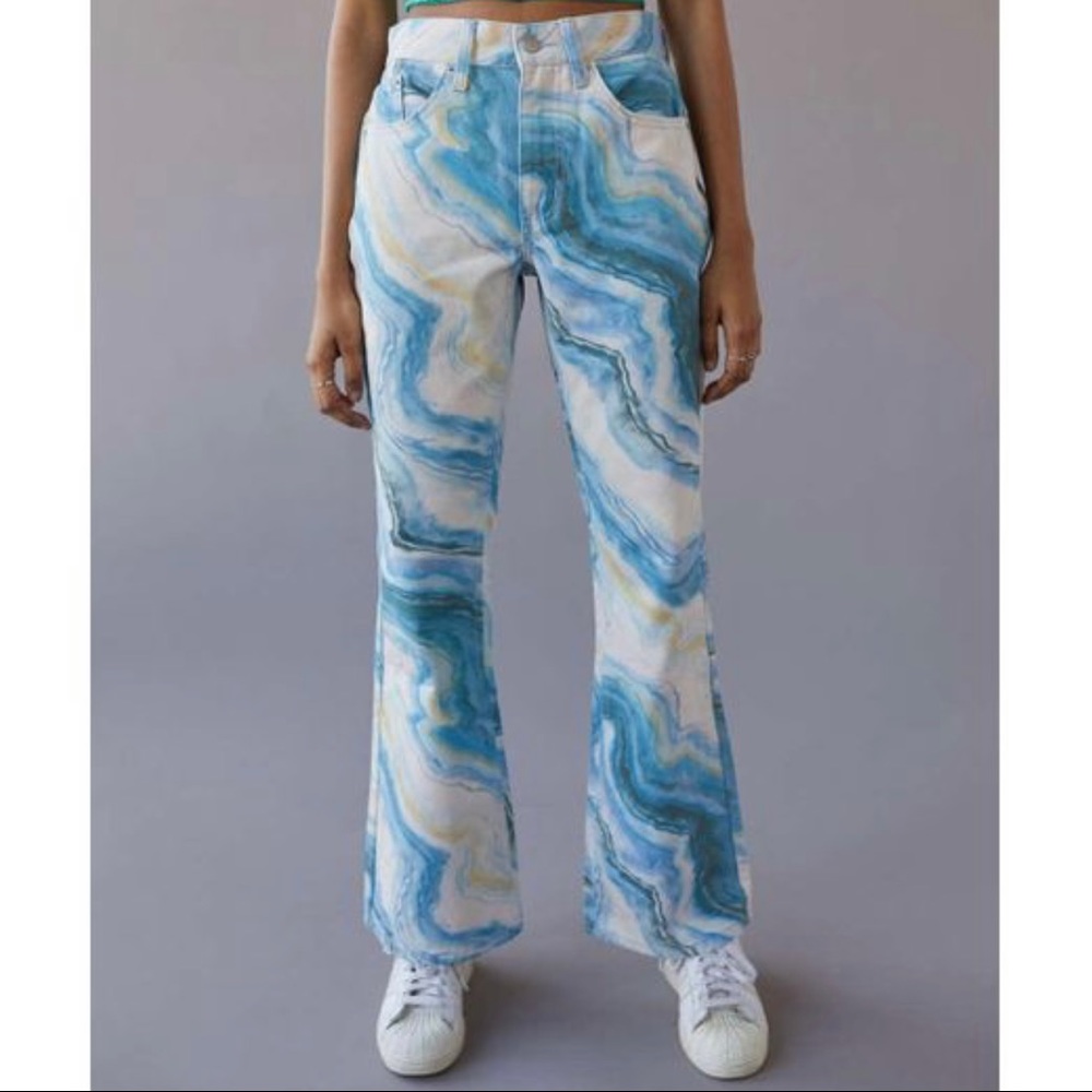 BDG 90’s midrise bootcut marbilized print jeans